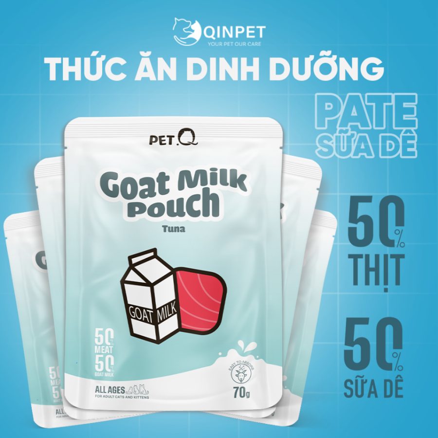 Pate Dinh Dưỡng Sữa Dê PetQ Cho Mèo – Thơm Ngon, Bổ Dưỡng, Dễ Tiêu Hóa, Hỗ Trợ Da & Lông – Túi 70g