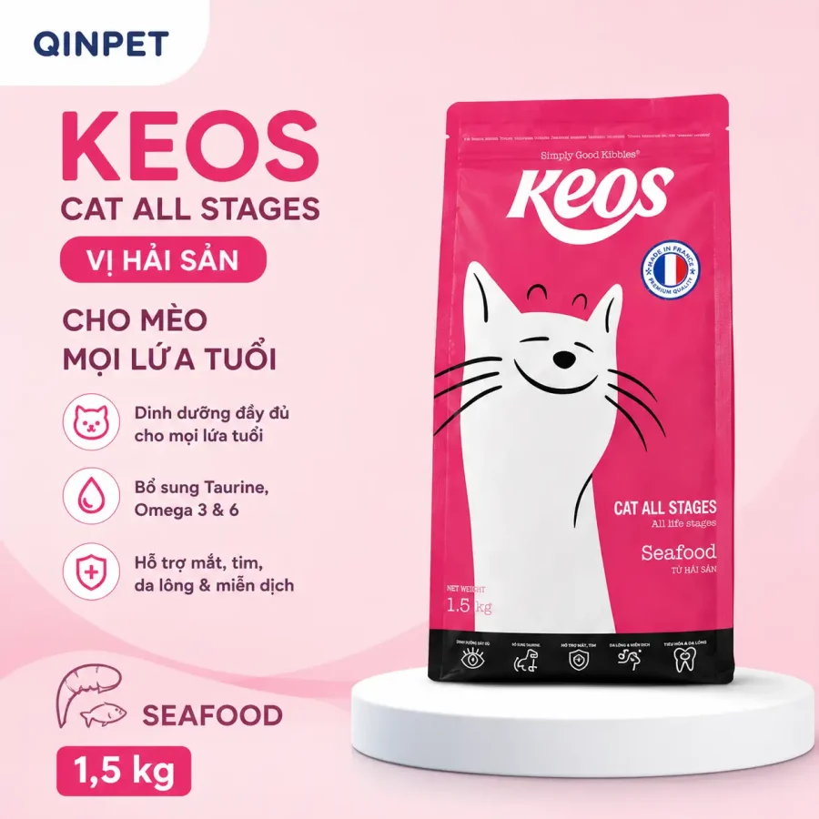 Hạt mèo Keos - Mọi lứa tuổi vị hải sản | 1.5kg