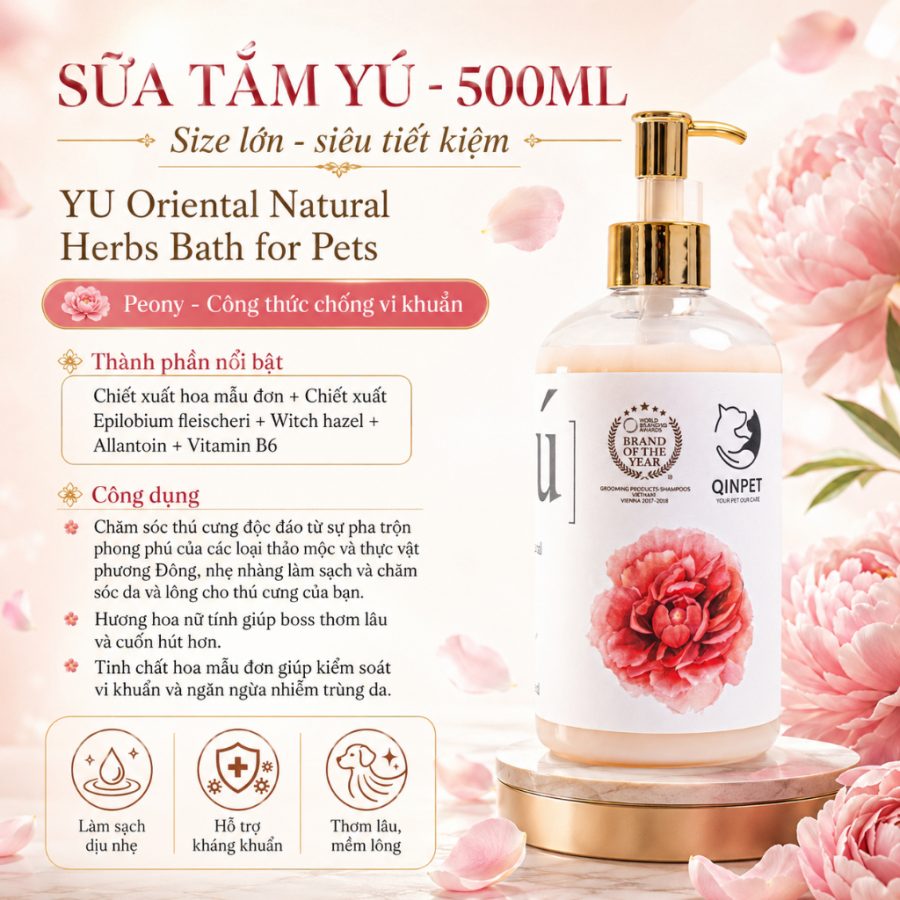 Sữa tắm Yú Cao cấp Phương Đông | Dành cho chó mèo | 500ml