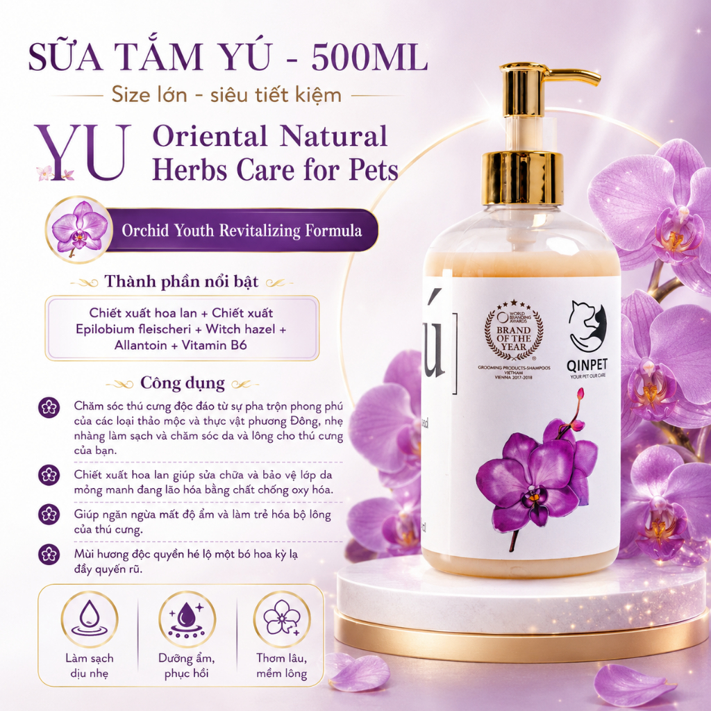 Sữa tắm Yú Cao cấp Phương Đông | Dành cho chó mèo | 500ml - Ảnh 4