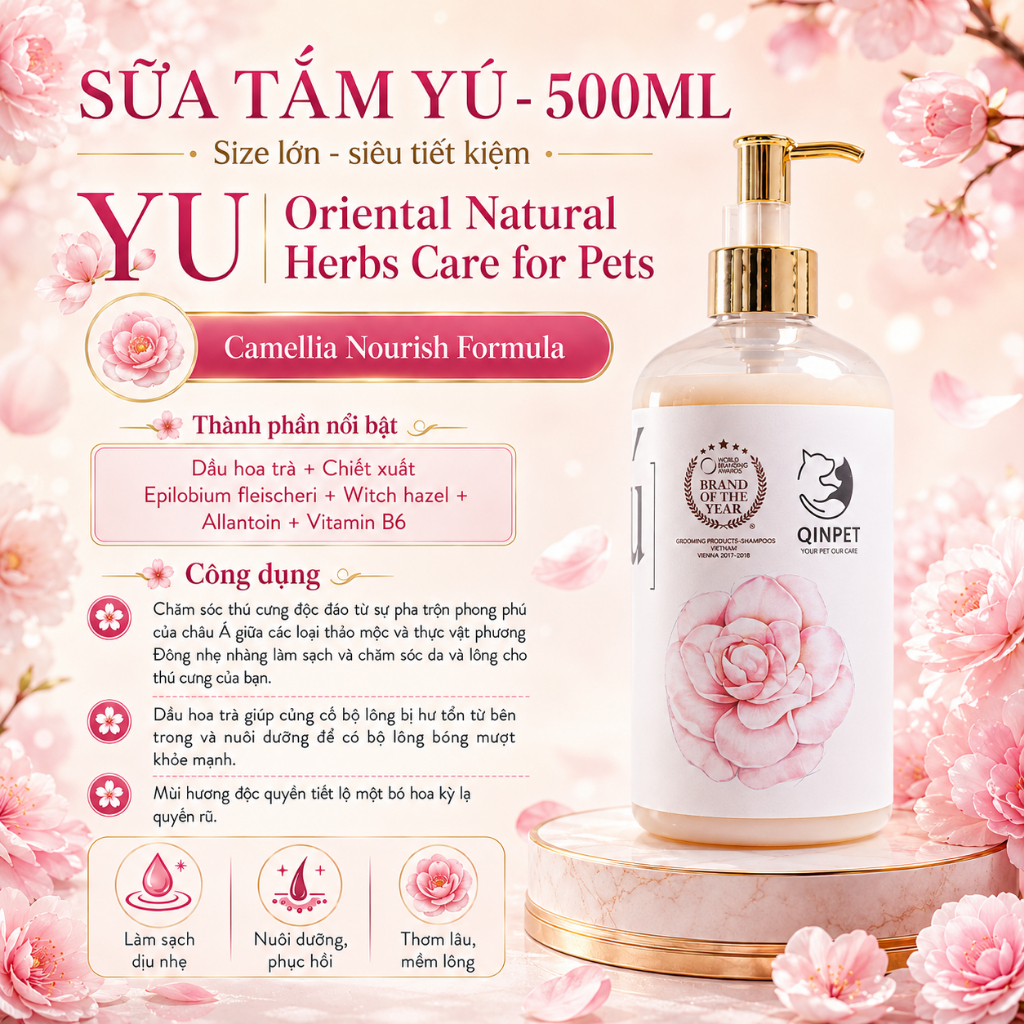 Sữa tắm Yú Cao cấp Phương Đông | Dành cho chó mèo | 500ml - Ảnh 5