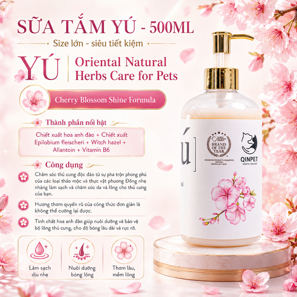 Sữa tắm Yú Cao cấp Phương Đông | Dành cho chó mèo | 500ml - Ảnh 6