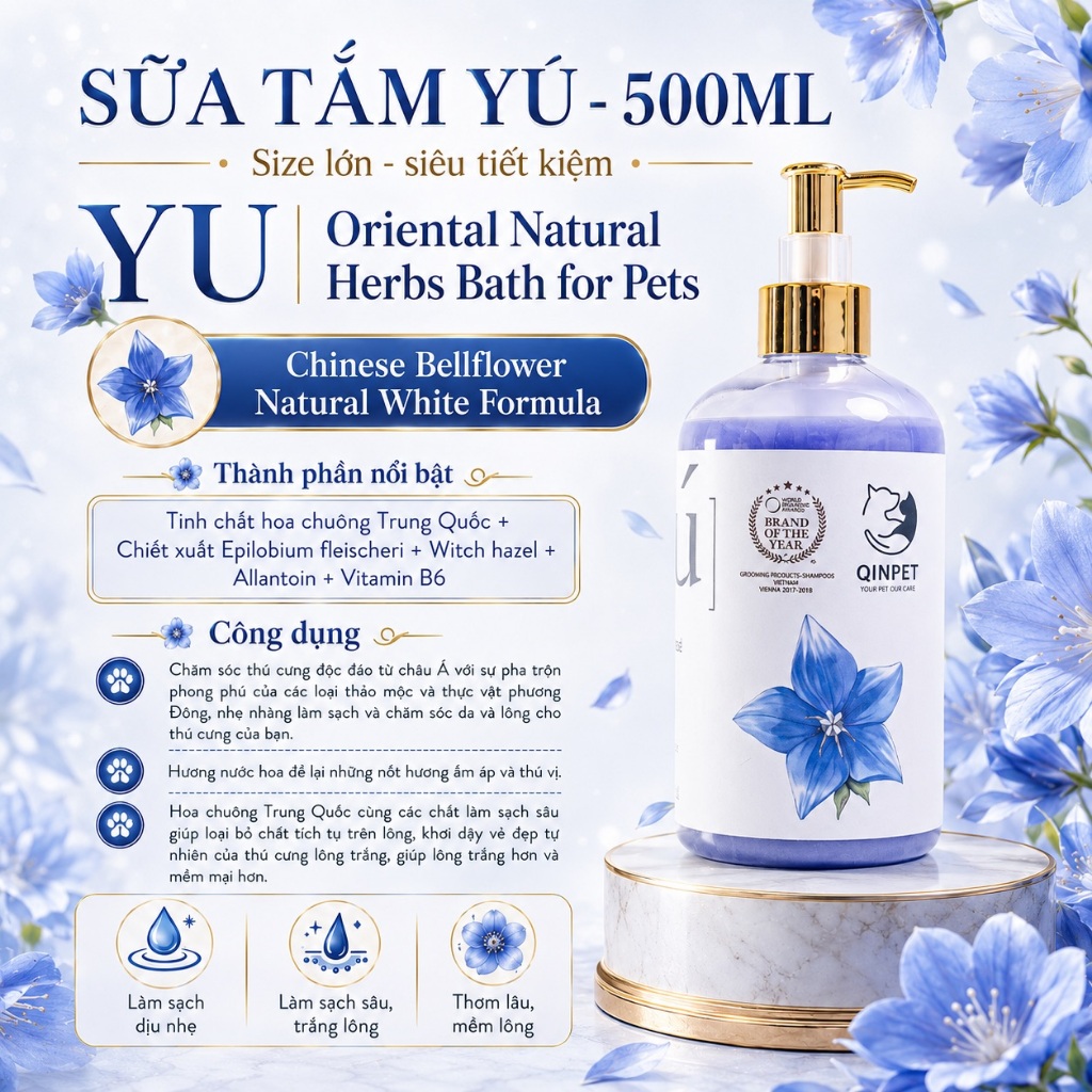 Sữa tắm Yú Cao cấp Phương Đông | Dành cho chó mèo | 500ml - Ảnh 7